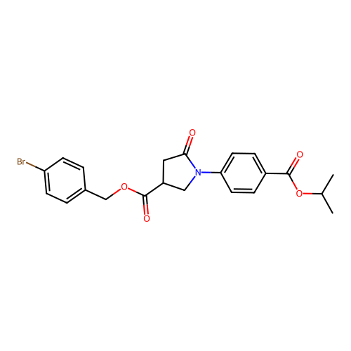(4-bromophenyl)methyl 5-oxo-1-(4-propan-2-yloxycarbonylphenyl)pyrrolidine-3-carboxylate structure