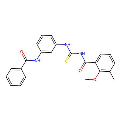 N-[(3-benzamidophenyl)carbamothioyl]-2-methoxy-3-methylbenzamide structure