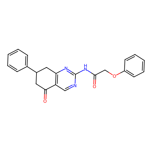 N-(5-oxo-7-phenyl-5,6,7,8-tetrahydroquinazolin-2-yl)-2-phenoxyacetamide structure