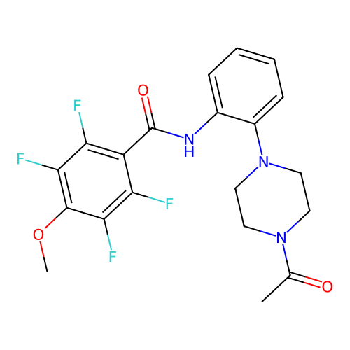 N-[2-(4-acetylpiperazin-1-yl)phenyl]-2,3,5,6-tetrafluoro-4-methoxybenzamide structure