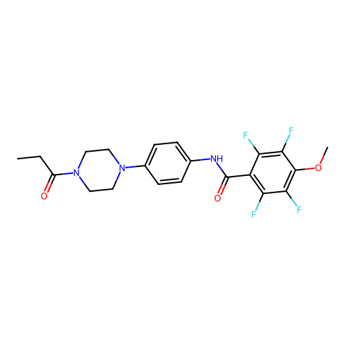 2,3,5,6-tetrafluoro-4-methoxy-N-[4-(4-propanoylpiperazin-1-yl)phenyl]benzamide structure