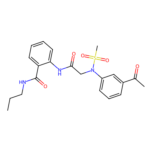 2-[[2-(3-acetyl-N-methylsulfonylanilino)acetyl]amino]-N-propylbenzamide structure