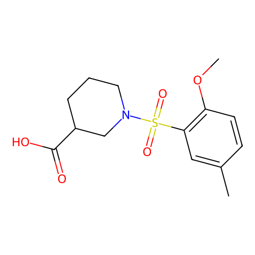 1-[(2-Methoxy-5-methylphenyl)sulfonyl]piperidine-3-carboxylic acid structure