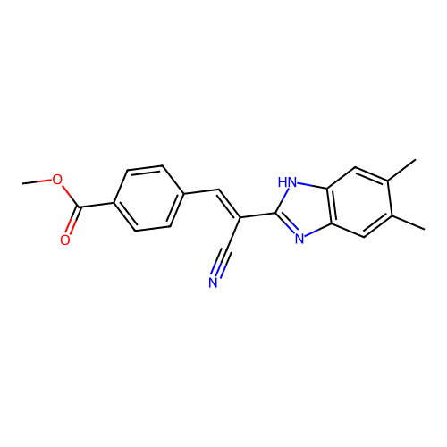 methyl 4-[(E)-2-cyano-2-(5,6-dimethyl-1H-benzimidazol-2-yl)ethenyl]benzoate structure