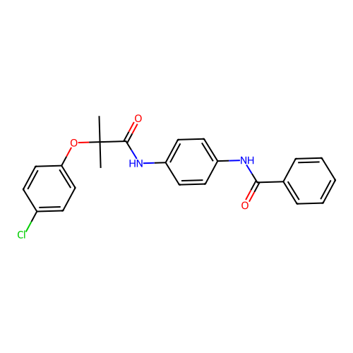 N-[4-[[2-(4-chlorophenoxy)-2-methylpropanoyl]amino]phenyl]benzamide structure