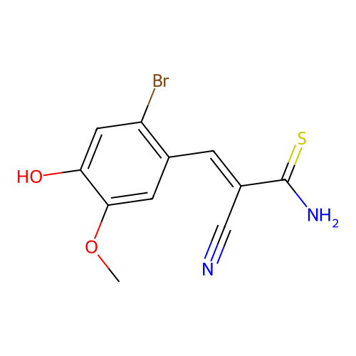 (E)-3-(2-bromo-4-hydroxy-5-methoxyphenyl)-2-cyanoprop-2-enethioamide structure