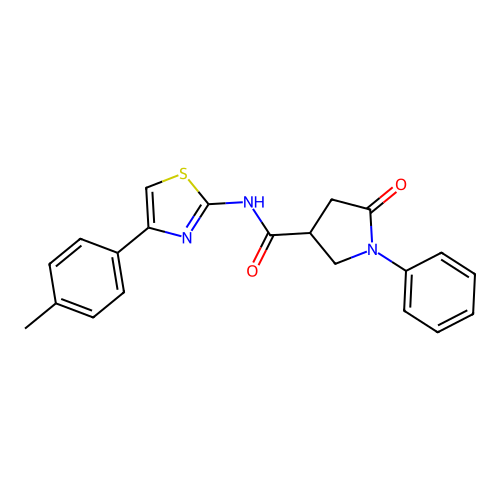 N-[4-(4-methylphenyl)-1,3-thiazol-2-yl]-5-oxo-1-phenylpyrrolidine-3-carboxamide structure