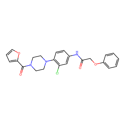N-[3-chloro-4-[4-(furan-2-carbonyl)piperazin-1-yl]phenyl]-2-phenoxyacetamide structure