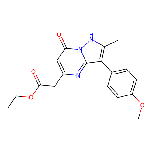 ethyl [3-(4-methoxyphenyl)-2-methyl-7-oxo-4,7-dihydropyrazolo[1,5-a]pyrimidin-5-yl]acetate structure