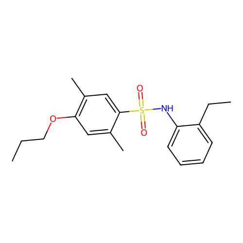 N-(2-ethylphenyl)-2,5-dimethyl-4-propoxybenzene-1-sulfonamide structure