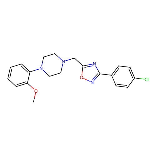 1-{[3-(4-chlorophenyl)-1,2,4-oxadiazol-5-yl]methyl}-4-(2-methoxyphenyl)piperazine structure