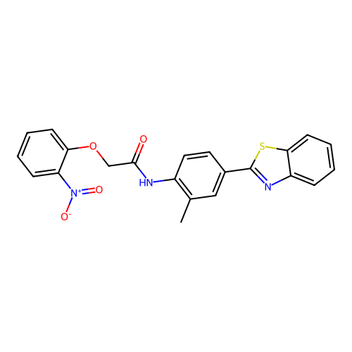 N-[4-(1,3-benzothiazol-2-yl)-2-methylphenyl]-2-(2-nitrophenoxy)acetamide structure