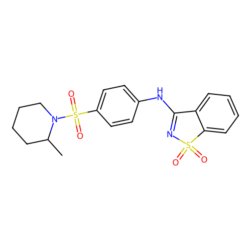N-[4-(2-methylpiperidin-1-yl)sulfonylphenyl]-1,1-dioxo-1,2-benzothiazol-3-amine structure