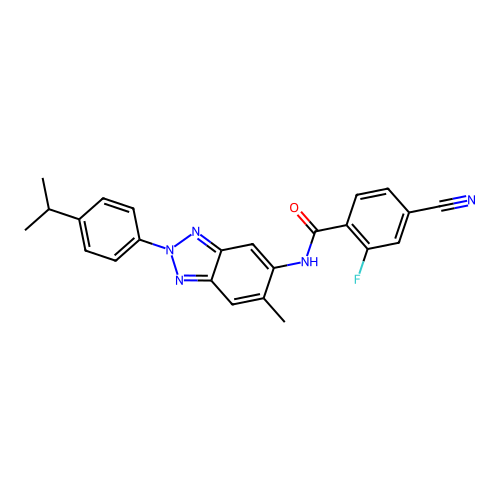 4-cyano-2-fluoro-N-[6-methyl-2-(4-propan-2-ylphenyl)benzotriazol-5-yl]benzamide structure