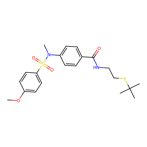 N-(2-tert-butylsulfanylethyl)-4-[(4-methoxyphenyl)sulfonyl-methylamino]benzamide structure