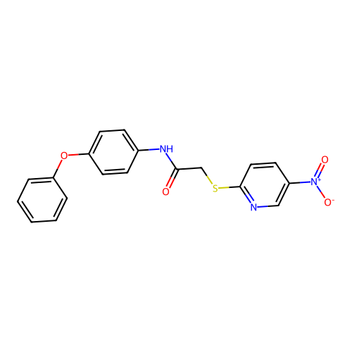 2-(5-nitropyridin-2-yl)sulfanyl-N-(4-phenoxyphenyl)acetamide structure
