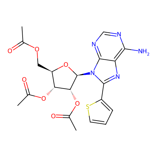 Adenosine, 8-(2-thienyl)-, 2',3',5'-triacetate (9CI) structure