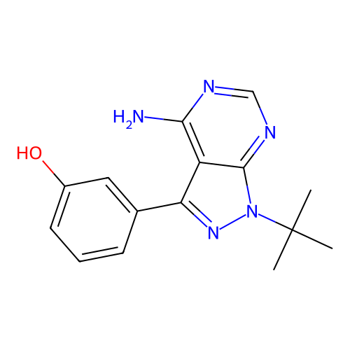 3-{4-amino-1-tert-butyl-1H-pyrazolo[3,4-d]pyrimidin-3-yl}phenol structure