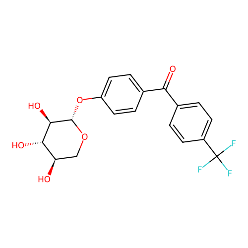 Methanone, (4-(trifluoromethyl)phenyl)(4-(beta-D-xylopyranosyloxy)phenyl)- structure