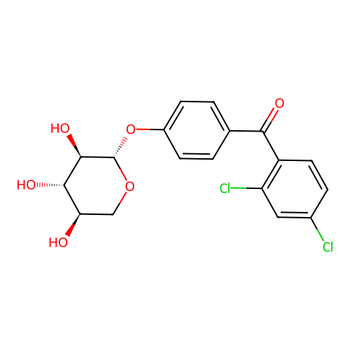 Methanone, (2,4-dichlorophenyl)(4-(beta-D-xylopyranosyloxy)phenyl)-, hemihydrate structure
