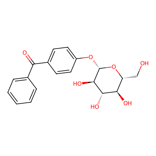 Methanone, (4-(beta-D-glucopyranosyloxy)phenyl)phenyl-, hemihydrate structure
