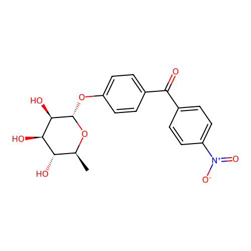 Methanone, (4-((6-deoxy-alpha-L-mannopyranosyl)oxy)phenyl)(4-nitrophenyl)- structure