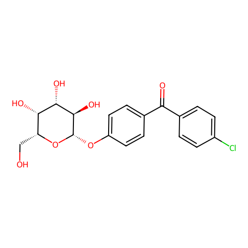 Methanone, (4-chlorophenyl)(4-(beta-D-galactopyranosyloxy)phenyl)-, hemihydrate structure