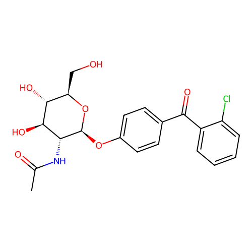Methanone, (4-((2-(acetylamino)-2-deoxy-beta-D-glucopyranosyl)oxy)phenyl)(2-chlorophenyl)- structure