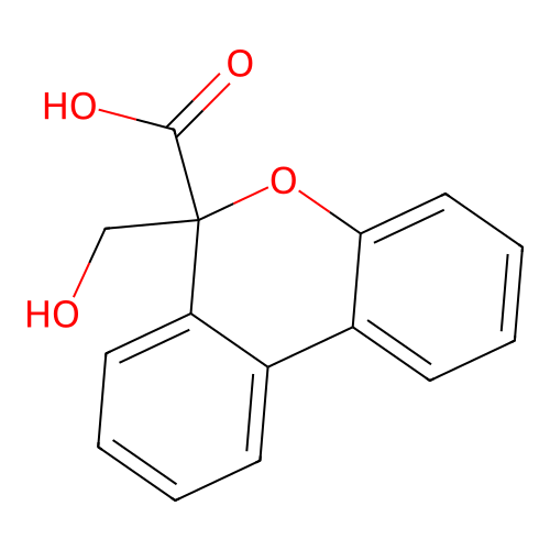 6H-Dibenzo(b,d)pyran-6-carboxylic acid, 6-(hydroxymethyl)- structure