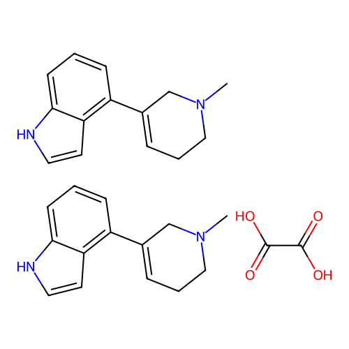 1H-Indole, 4-(1,2,5,6-tetrahydro-1-methyl-3-pyridinyl)-, ethanedioate (2:1) structure