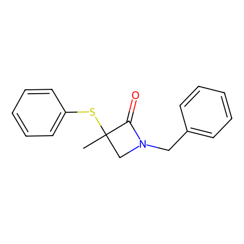 1-Benzyl-3-methyl-3-phenylsulfanylazetidin-2-one structure