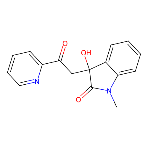 3-Hydroxy-1-methyl-3-(2-oxo-2-pyridin-2-ylethyl)indol-2-one structure