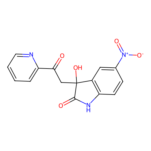 3-hydroxy-5-nitro-3-(2-oxo-2-pyridin-2-ylethyl)-1H-indol-2-one structure