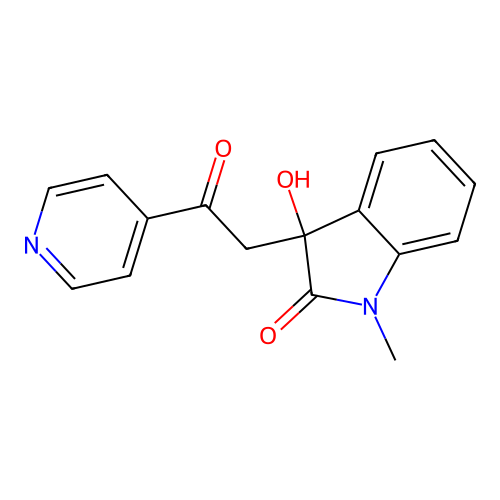 3-Hydroxy-1-methyl-3-(2-oxo-2-pyridin-4-ylethyl)indol-2-one structure