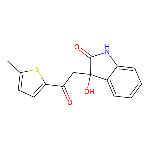 3-hydroxy-3-[2-(5-methylthiophen-2-yl)-2-oxoethyl]-1H-indol-2-one structure