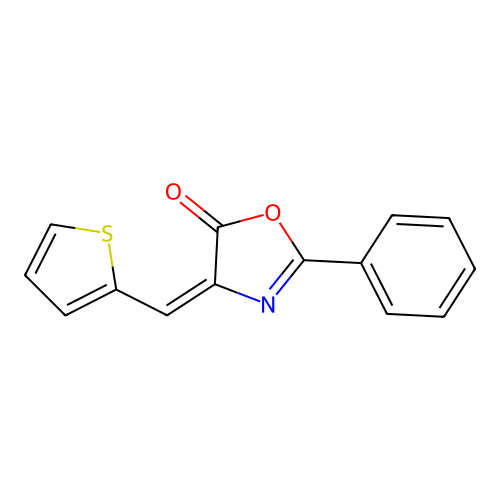 2-Phenyl-4-(thiophen-2-ylmethylidene)-1,3-oxazol-5(4h)-one structure
