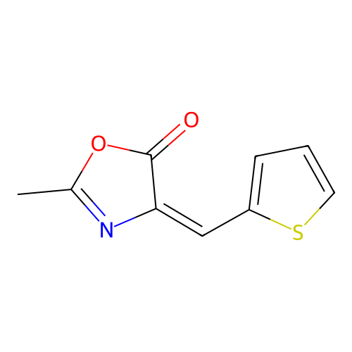 (4E)-2-methyl-4-(thiophen-2-ylmethylidene)-4,5-dihydro-1,3-oxazol-5-one structure