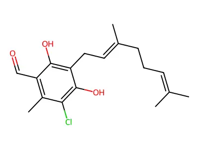 5-Chloro-3-(3,7-dimethylocta-2,6-dienyl)-2,4-dihydroxy-6-methylbenzaldehyde structure