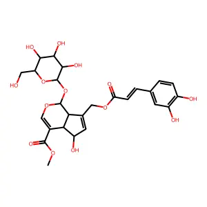 methyl (1R,4aR,5R,7aR)-7-[3-(3,4-dihydroxyphenyl)prop-2-enoyloxymethyl]-5-hydroxy-1-[(2S,3R,4S,5S,6R)-3,4,5-trihydroxy-6-(hydroxymethyl)oxan-2-yl]oxy-1,4a,5,7a-tetrahydrocyclopenta[c]pyran-4-carboxylate structure