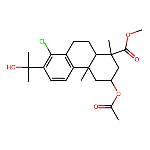 Methyl 2-(acetyloxy)-14-chloro-15-hydroxyabieta-8,11,13-trien-18-oate structure