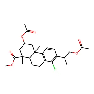1-Phenanthrenecarboxylic acid, 3-(acetyloxy)-7-(2-(acetyloxy)-1-methylethyl)-8-chloro-1,2,3,4,4a,9,10,10a-octahydro-1,4a-dimethyl-, methyl ester structure