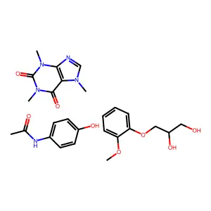 Acetaminophen mixture with caffeine and guaifenesin structure
