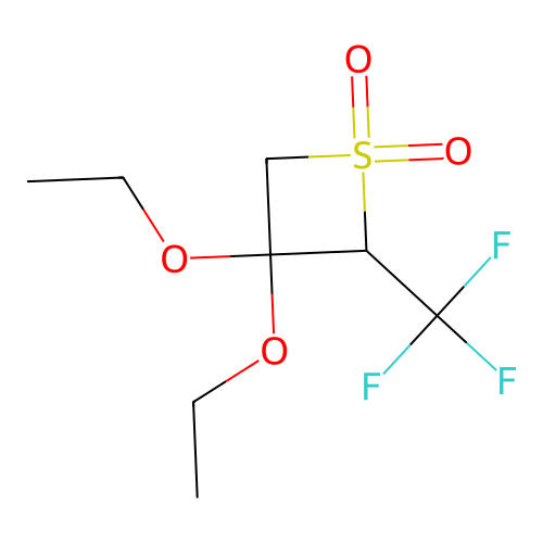 3,3-Diethoxy-2-(trifluoromethyl)thietane 1,1-dioxide structure