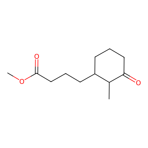 Cyclohexanebutanoic acid, 2-methyl-3-oxo-, methyl ester structure