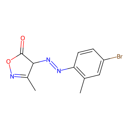 4-[(4-bromo-2-methylphenyl)diazenyl]-3-methyl-4H-1,2-oxazol-5-one structure