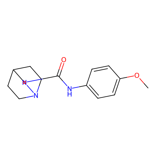 N-(4-methoxyphenyl)-1,2-diazabicyclo[2.2.2]octane-2-carboxamide structure