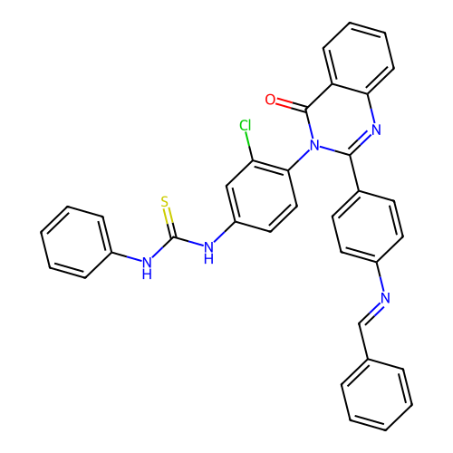 Thiourea, N-(3-chloro-4-(4-oxo-2-(4-((phenylmethylene)amino)phenyl)-3(4H)-quinazolinyl)phenyl)-N'-phenyl- structure
