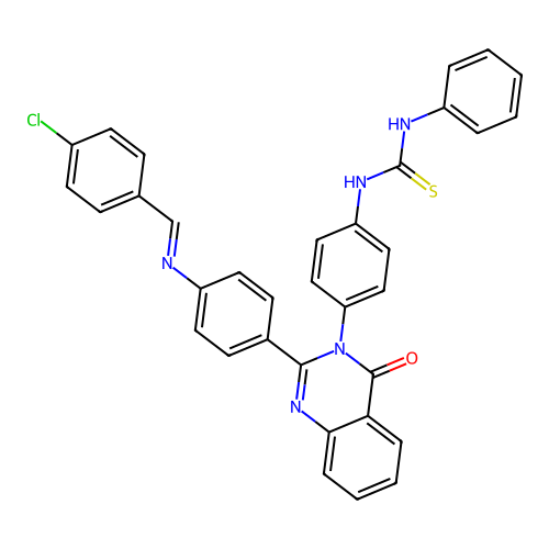 Thiourea, N-(4-(2-(4-(((4-chlorophenyl)methylene)amino)phenyl)-4-oxo-3(4H)-quinazolinyl)phenyl)-N'-phenyl- structure