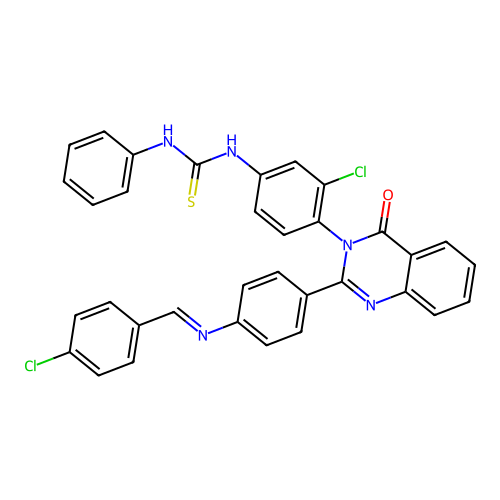 Thiourea, N-(3-chloro-4-(2-(4-(((4-chlorophenyl)methylene)amino)phenyl)-4-oxo-3(4H)-quinazolinyl)phenyl)-N'-phenyl- structure