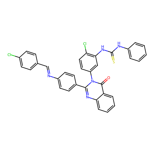 Thiourea, N-(2-chloro-5-(2-(4-(((4-chlorophenyl)methylene)amino)phenyl)-4-oxo-3(4H)-quinazolinyl)phenyl)-N'-phenyl- structure